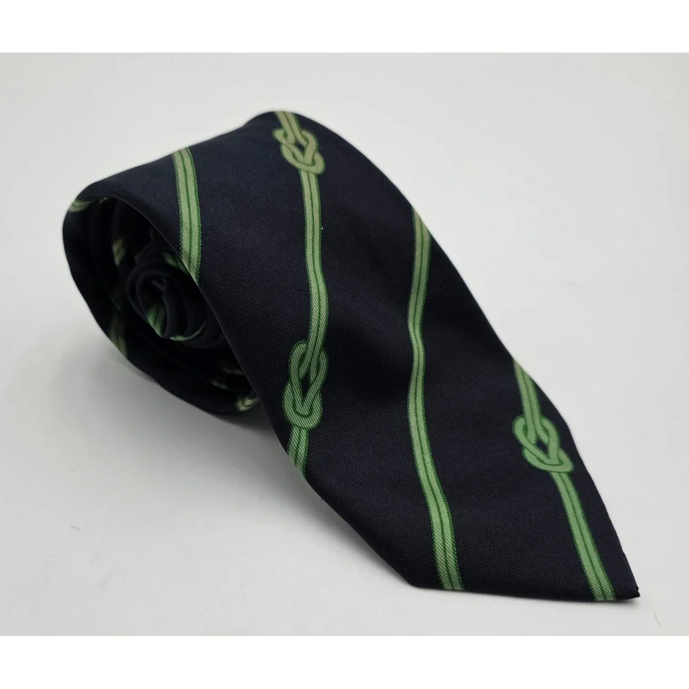 Gucci‎ Silk Tie Navy Green Nautical Knot Stripe Men's Luxury Accessory